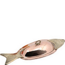 Kapaklı Bakır Balık Kayık Tabaklar -